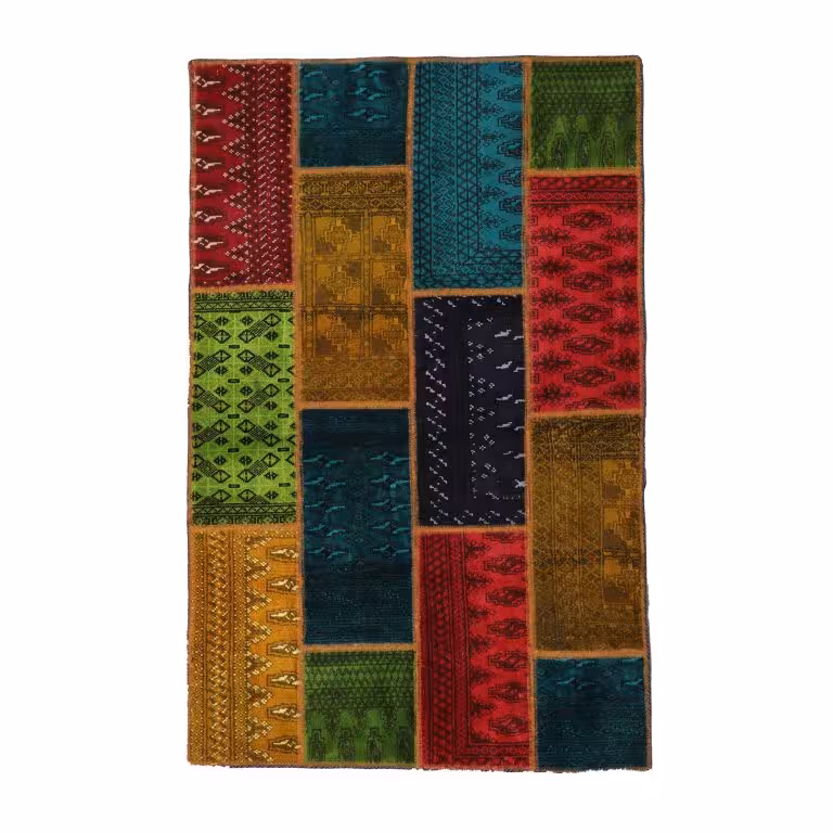 فرش دستبافت یک و نیم متری طرح چهل تکه کد 40206130