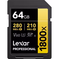 کارت حافظه لکسار Lexar 64GB Professional 1800x UHS-II SDXC Memory Card