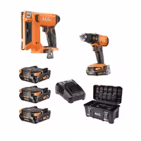 کیت دریل چکشی 18 ولت شارژی به همراه منگنه کوب 18 ولت شارژی AEG مدل BSB18G4-203TB LK3  B18CS10-0