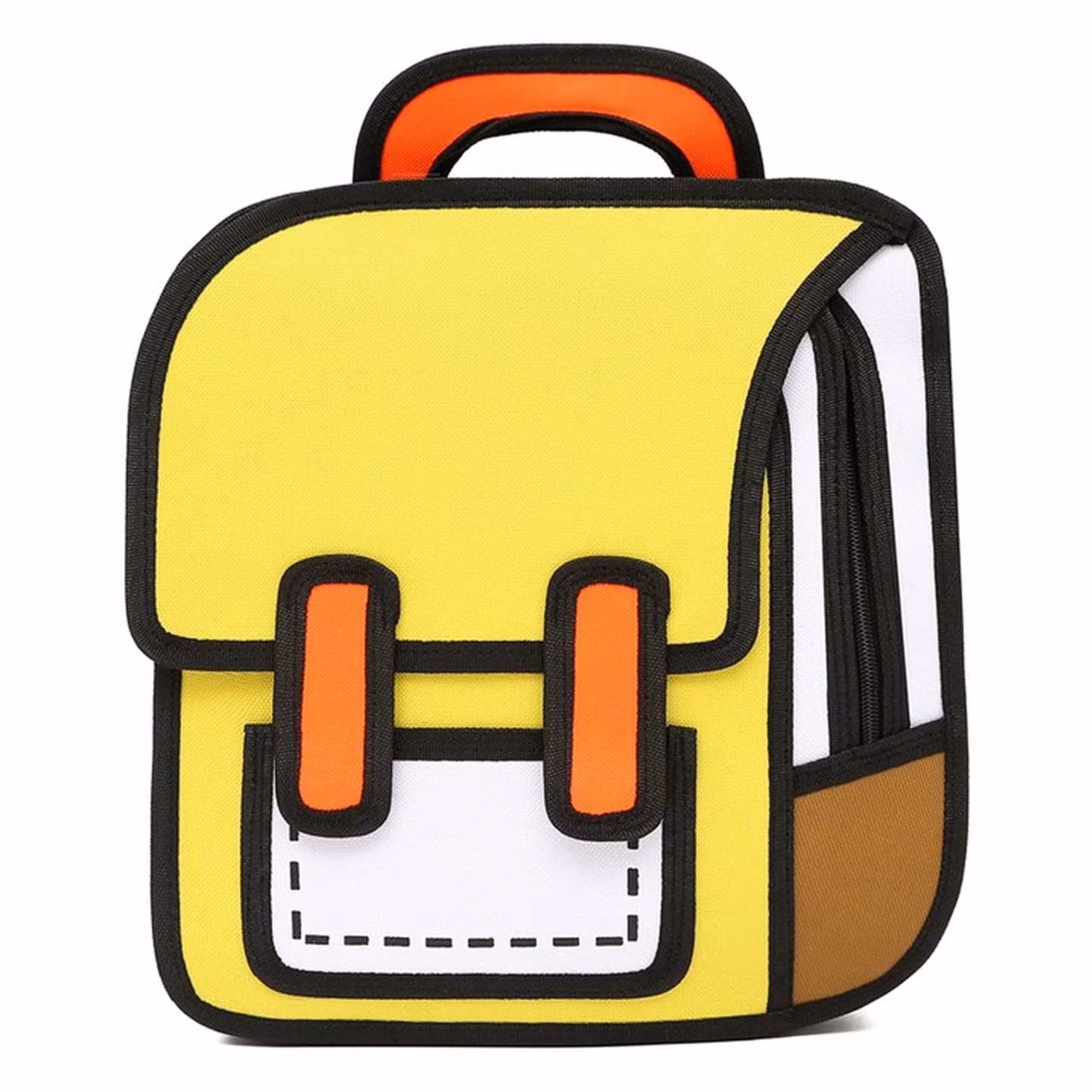 کوله پشتی کارتونی مدرسه دوبعدی رنگ زرد Kawaii School Backpack Cute 3D Cartoon Bookbag