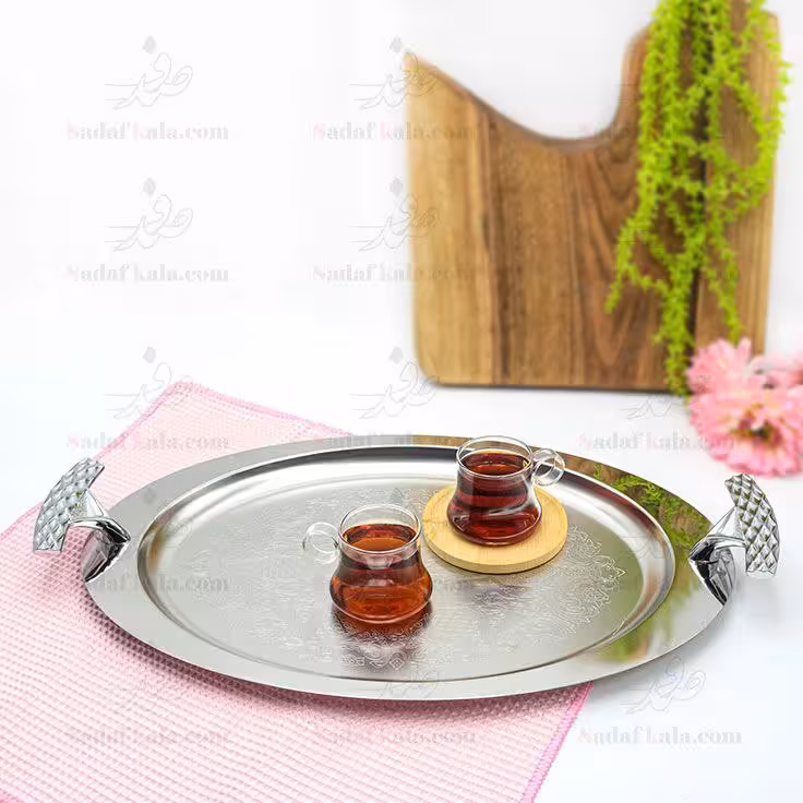 سینی بیضی دسته نقره ای Diamond ریور کد 1516