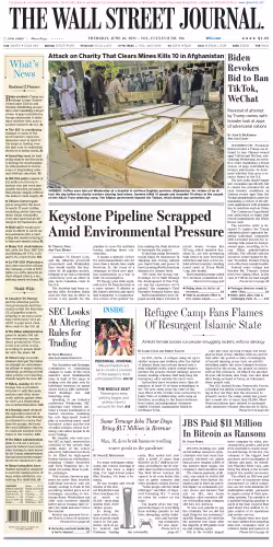 خرید و دانلود نسخه کامل کتاب Wall Street Journal Thursday May 10, 2021