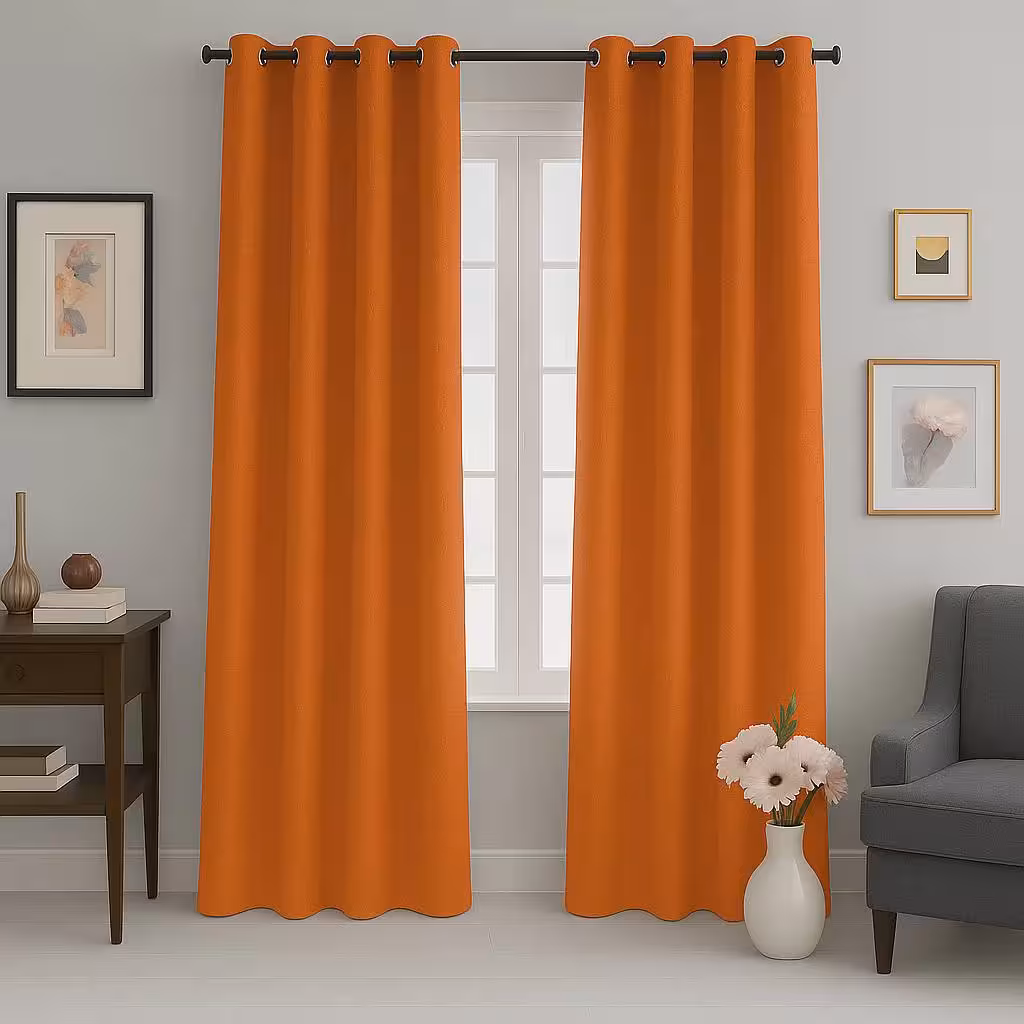 پرده پانچی ساتن نارنجی کد 12