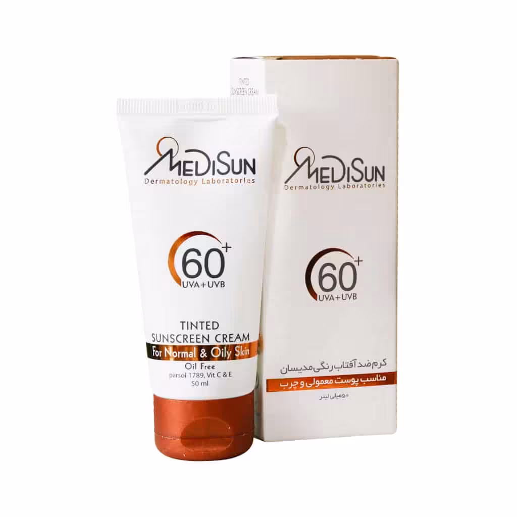 کرم ضد آفتاب SPF60 مدیسان مناسب پوست چرب و معمولی 50 میلی لیتری