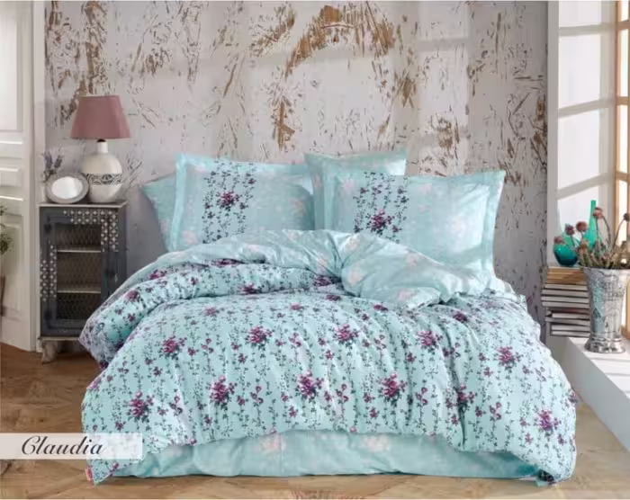 ست لحاف کاوری کلودیا فیروزه ای دونفره Queen Size