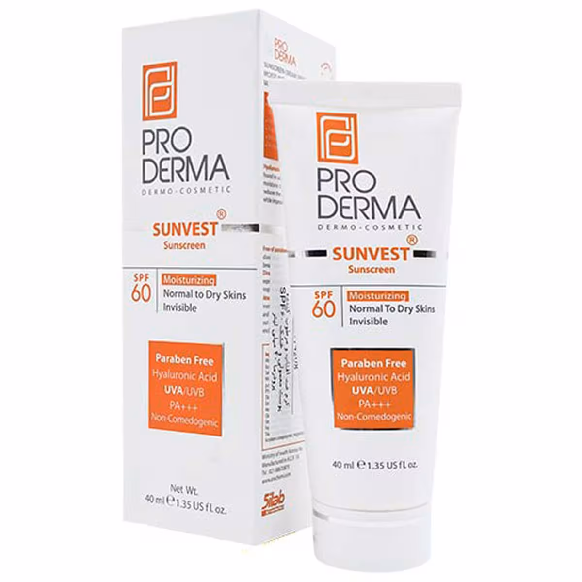 کرم ضد آفتاب و مرطوب کننده پرودرما با SPF 60 بی رنگ حجم 40 میلی لیتر