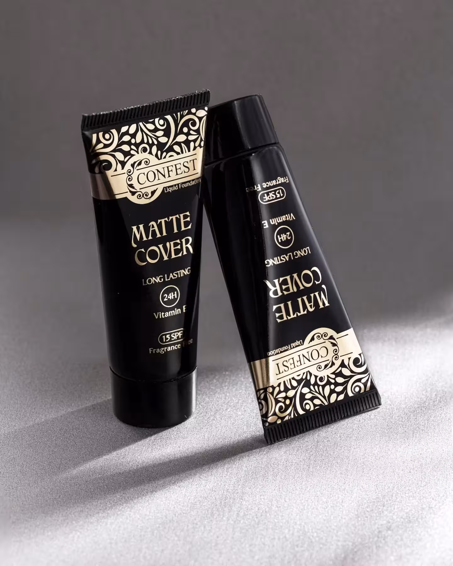 کرم پودر تیوپی کانفست SPF 15 با ماندگاری 24 ساعته و نمای مات، تمام شماره ها CONFEST LIQUID TUBE FOUNDATION SPF 15 MATTE AND LONG LASTING ALL NUMBERS