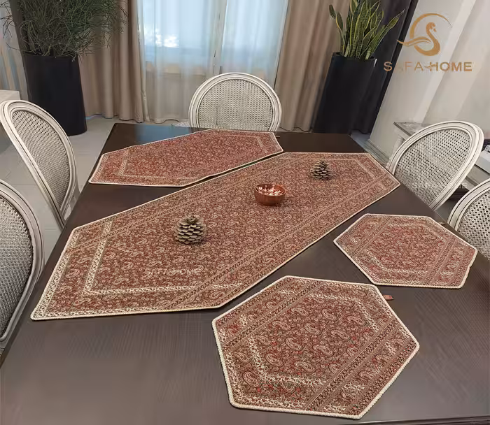 ست 4 تکه رومیزی جلو مبلی ترمه صفائی کد 95