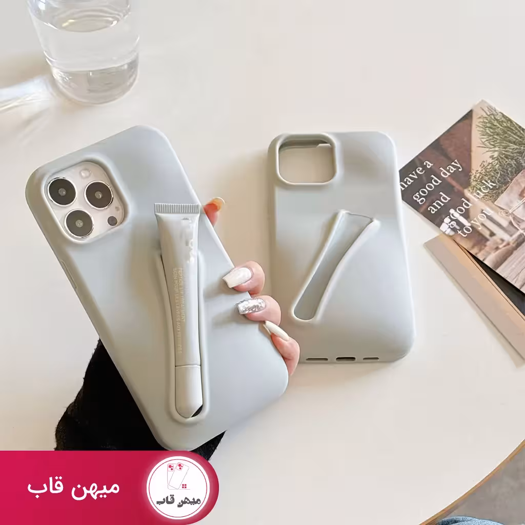 قاب گوشی آیفون جا رژلب دار خاکستری - کد (36648)