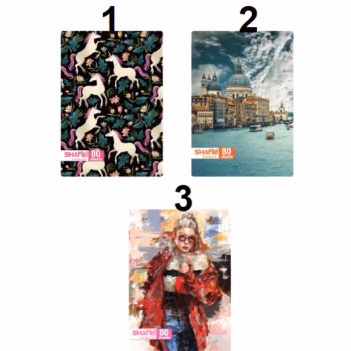 دفتر  یادداشت 80 برگ سایز  یک هشتم فنر دوبل طلقی طرح کلاسیک کد 65 شفیعی