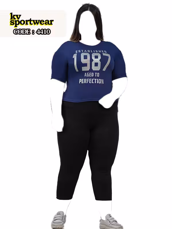 ست کراپ شلوار برمودا نخی سایز بزرگ ورزشی زنانه کد 002