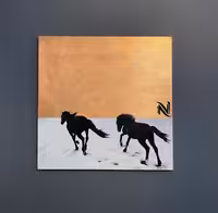 تابلو مدرن اسب ورق طلا کار شده(کاردست) کد کالا 806