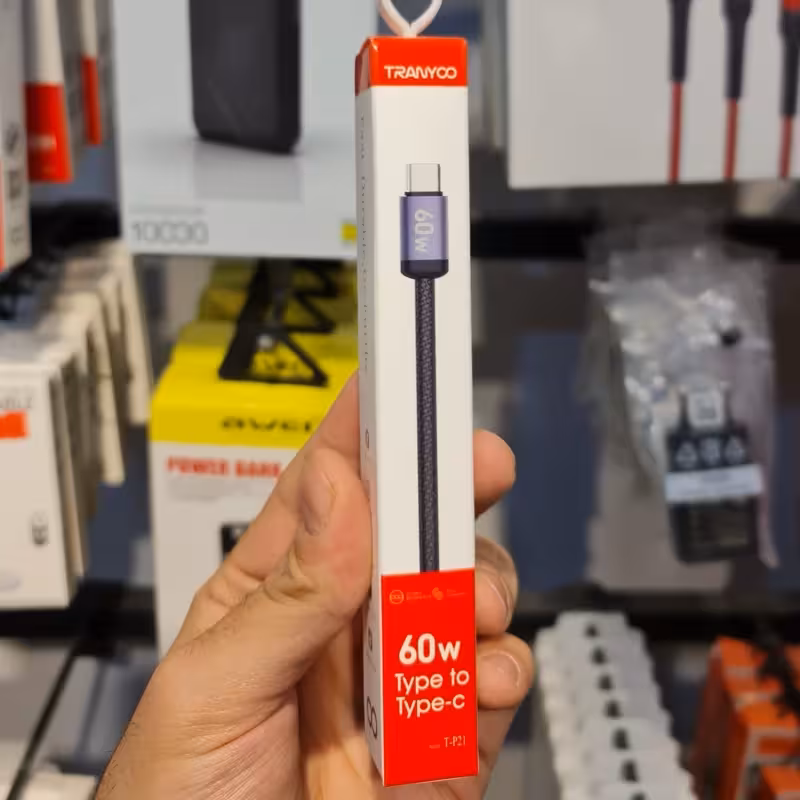 کابل USB-C ترانیو مدل 60W کد T-P21 – طول 1 متر