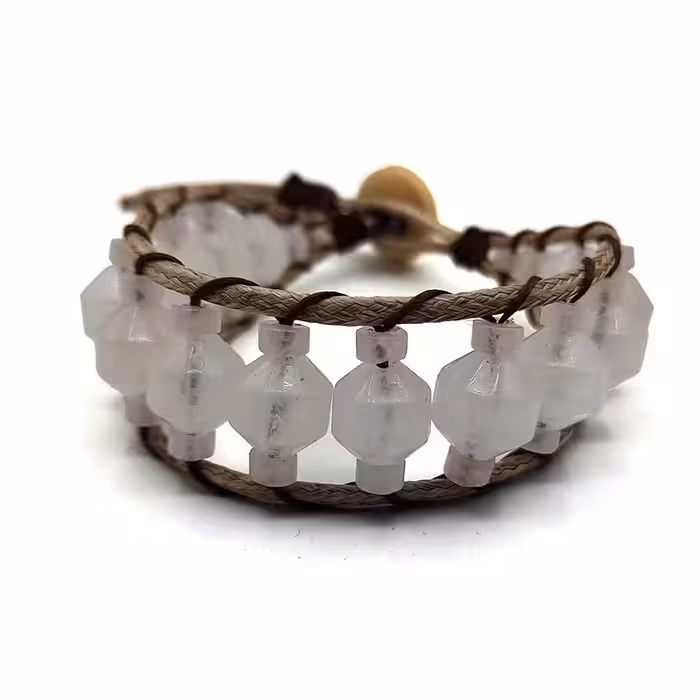 دستبند ست سنگ کوارتز صورتی و اونیکس کد 310130