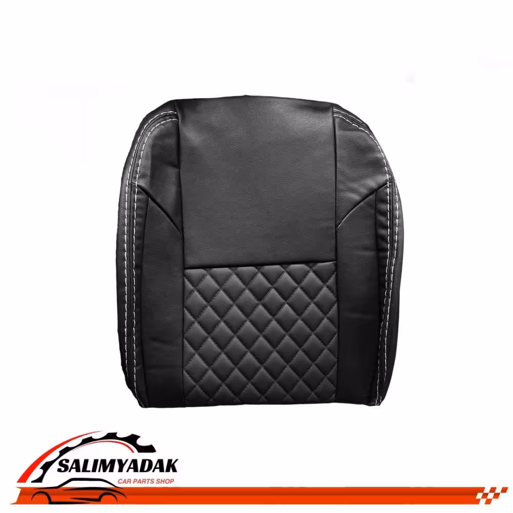 روکش صندلی کوییک چرم دلتا رنگ مشکی دوخت سفید