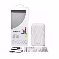 پاور بانک ADATA P10050C – ظرفیت 10050 میلی آمپر ساعت – سفید