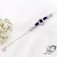 دستبند نقره ایتالیا طرح یاقوت کبود کد 20329