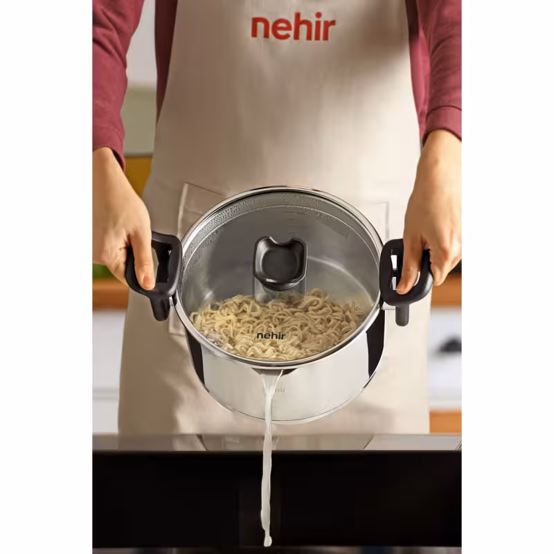قابلمه استیل درب‌دار و آبکش ماکارونی، پاستا Nehir Napoli – عملکرد چندکاره برای آشپزی حرفه‌ای