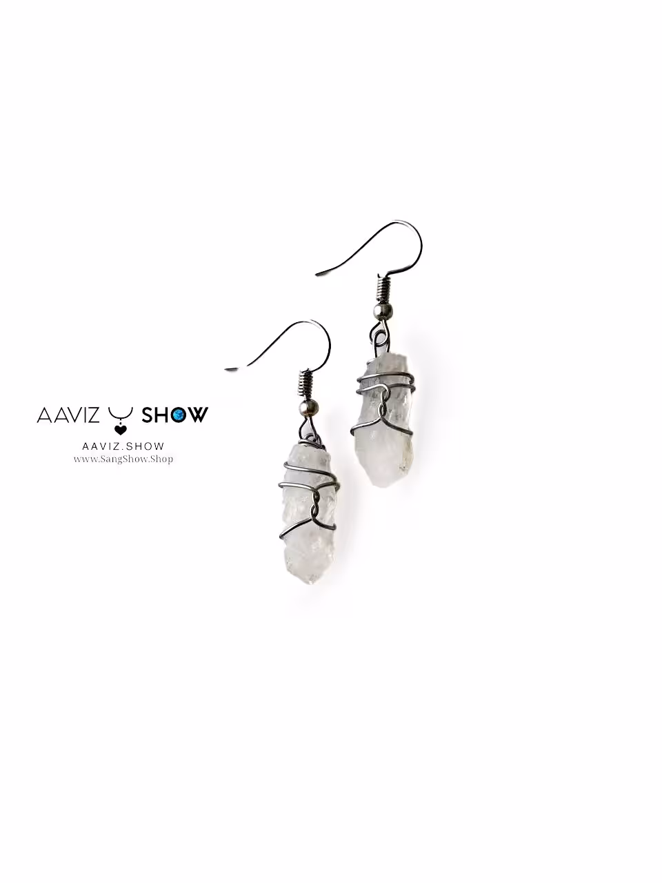 گوشواره کریستال کوارتز معدنی نمونه ویژه و اصل G06