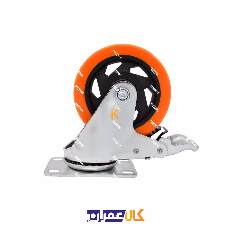 چرخ ترمزدار لوکس نارنجی پایه سفید سایز 12.5