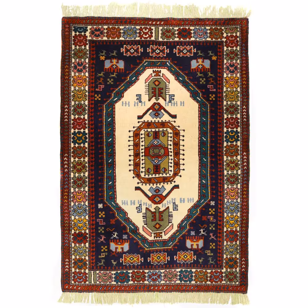 فرش دستباف کرمانج دو و نیم متری طرح حوضی