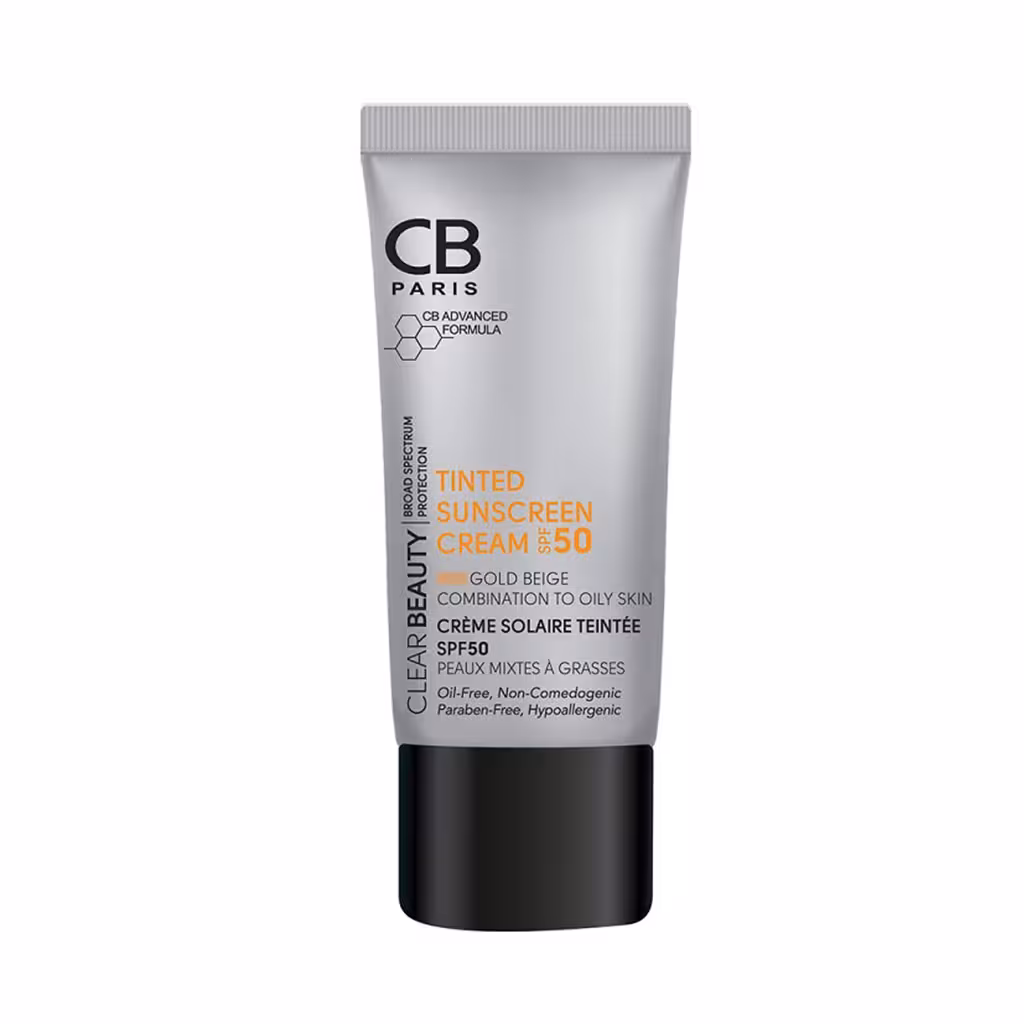 کرم ضد آفتاب رنگی SPF50 پوست مختلط تا چرب 40 میلی لیتر سی بی پاریس CB PARIS
