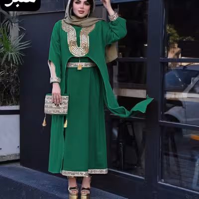 ست دو تیکه شانتون و خرجکار هندی مدل شاهان