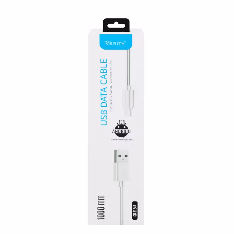 کابل دیتا و شارژ اندروید VERITY مدل 3124A سفید