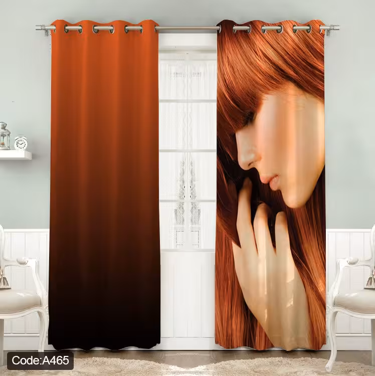 پرده پانچی مخمل چاپی دخترانه کد 865