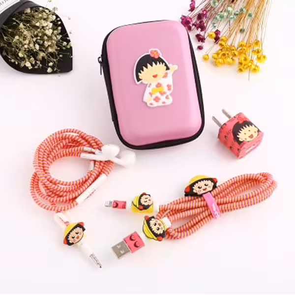 پک محافظ کابل شارژ دختر چینی کیف مستطیل Chinese Girl USB Cable protector