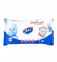دستمال مرطوب بدون عطر آنتی باکتریال تنو (60 عددی)