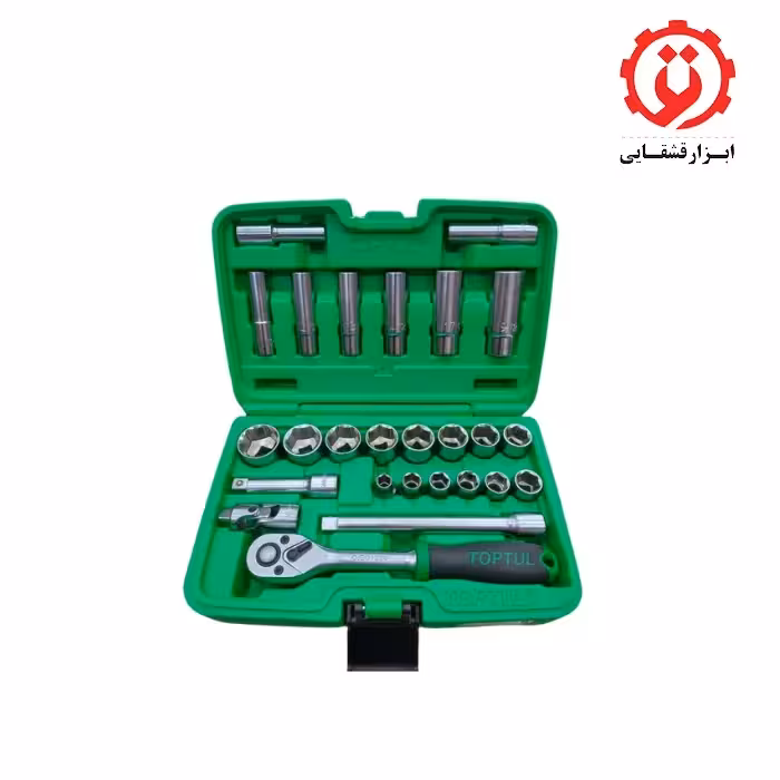 جعبه بکس 26 پارچه درایو 3/8 اینچ 6پر کوتاه و بلند تاپ تول مدل GCAI2601