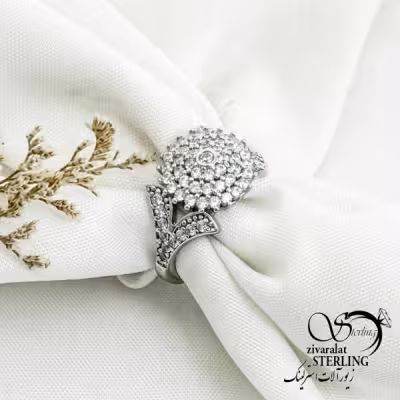 انگشتر جواهری با آلیاژ آب طلا کد 13548