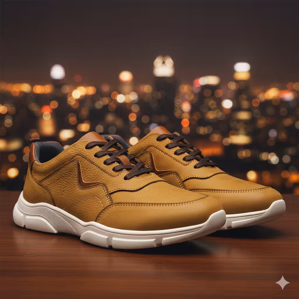 کفش چرم مردانه اسپرت کد SP170TN رنگ عسلی