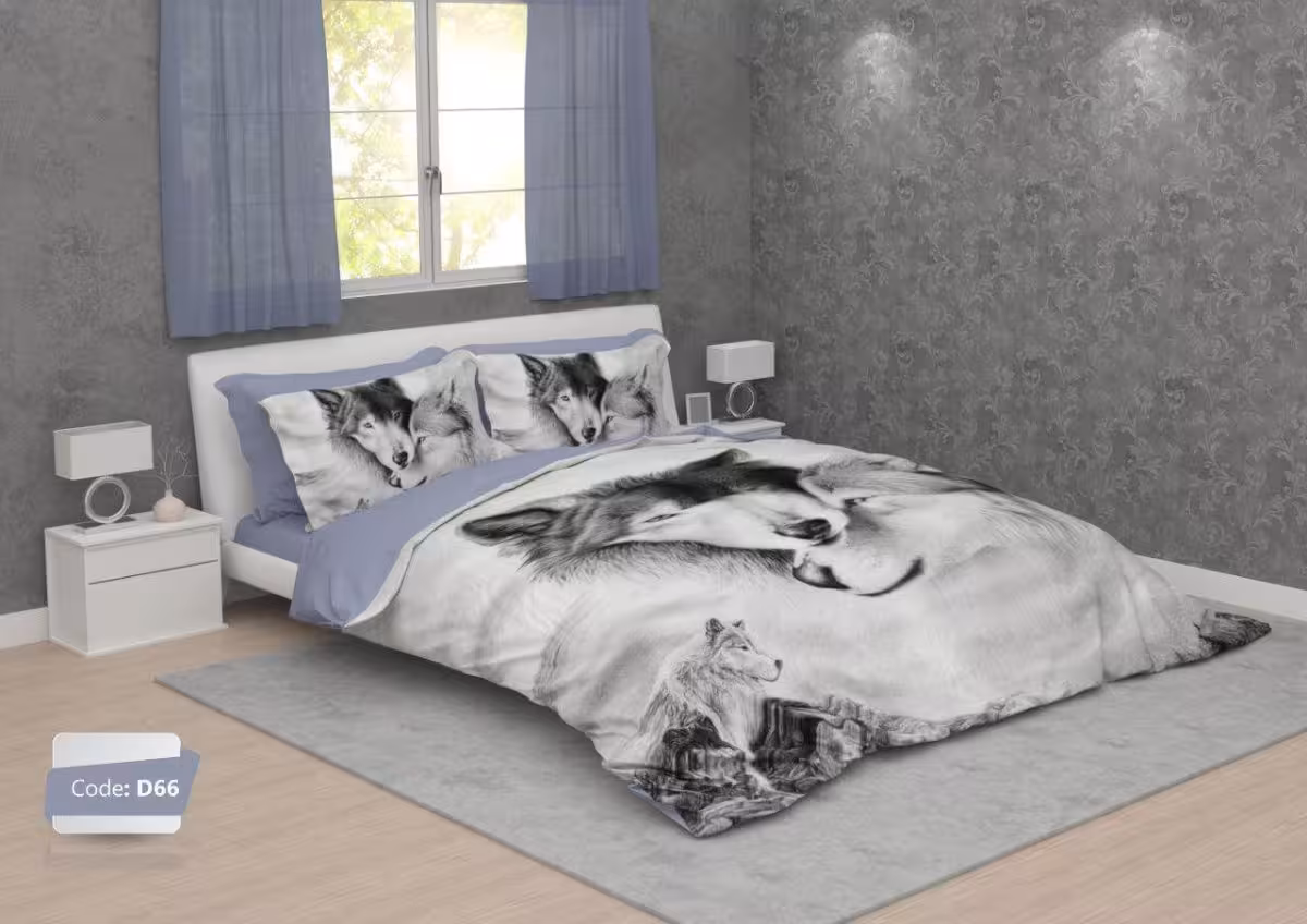 روتختی دو نفره طرح گرگ برند ترکسان کد D66