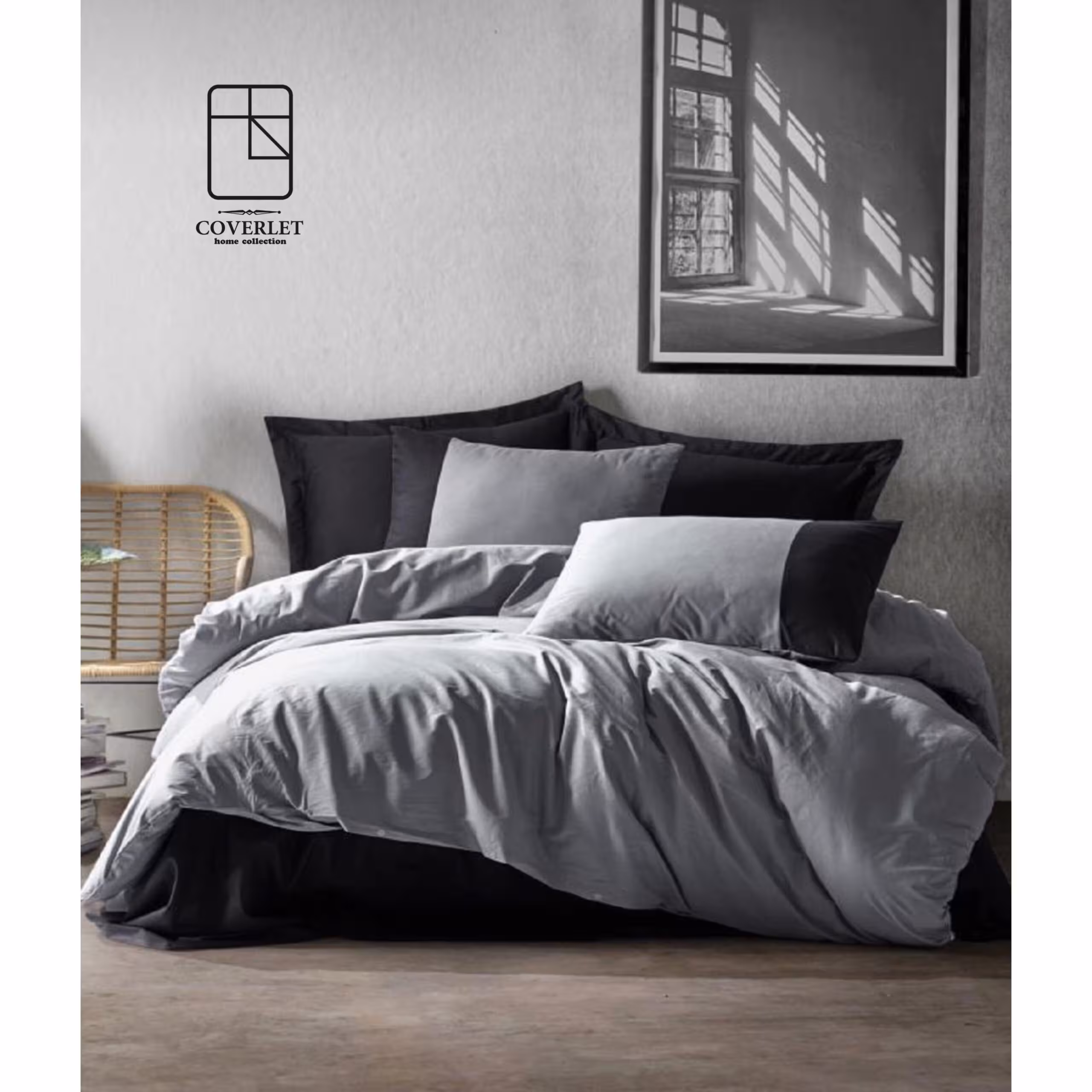 روتختی طوسی مشکی ساده کاوری مدل Piece