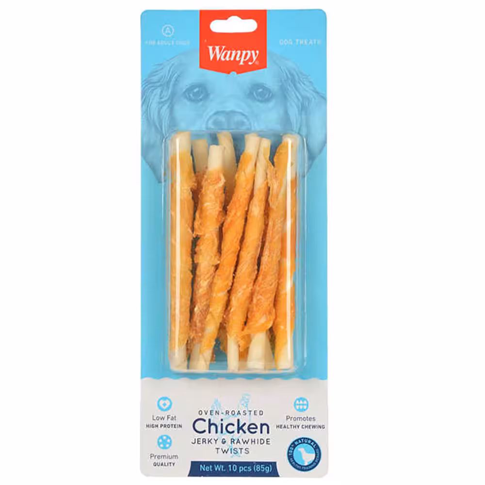 تشویقی سگ ونپی مدل Chicken and Rawhide Twists طعم مرغ 85 گرم