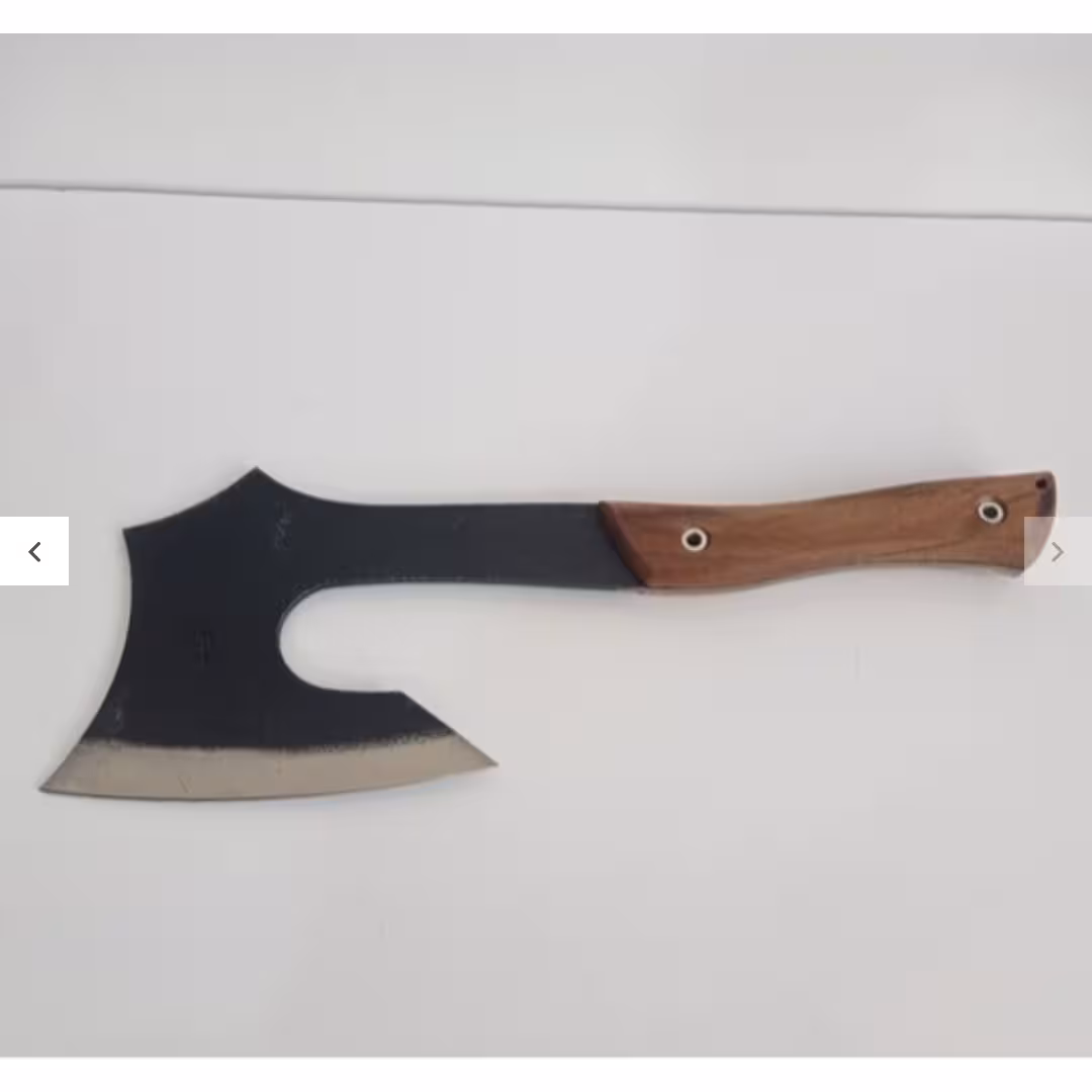 تبر فولادی طبیعت گردی دسته چوب جنگلی با کیفیت عالی مخصوص کمپینگ به همراه غلاف چرمی

