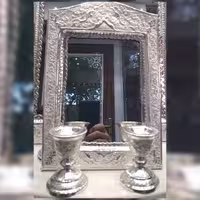 آینه شمعدون  قلمزنی مینیاتوری قاب عکس نقره نما