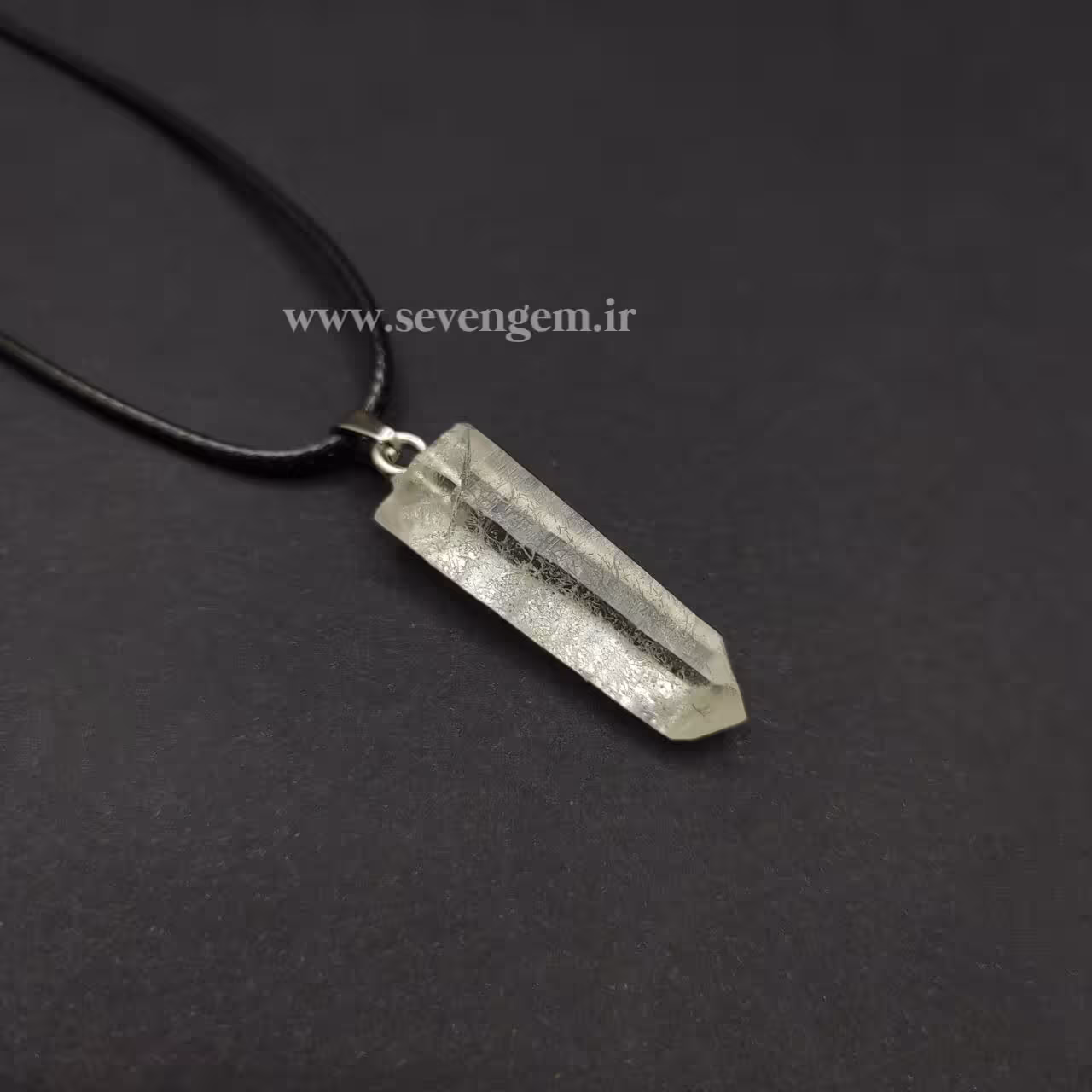 گردنبند تک بلور سنگ کریستال کوارتز (کد51)