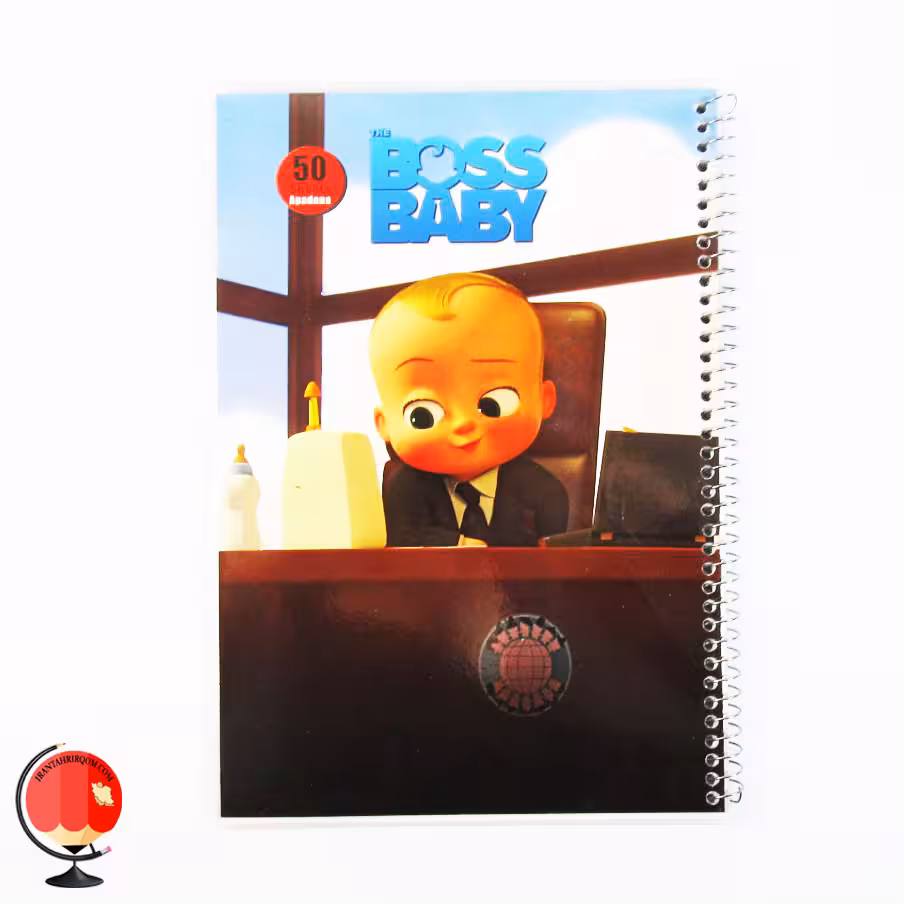 دفتر مشق 50 برگ سیمی مجلد طرح بچه رئیس آپادانا