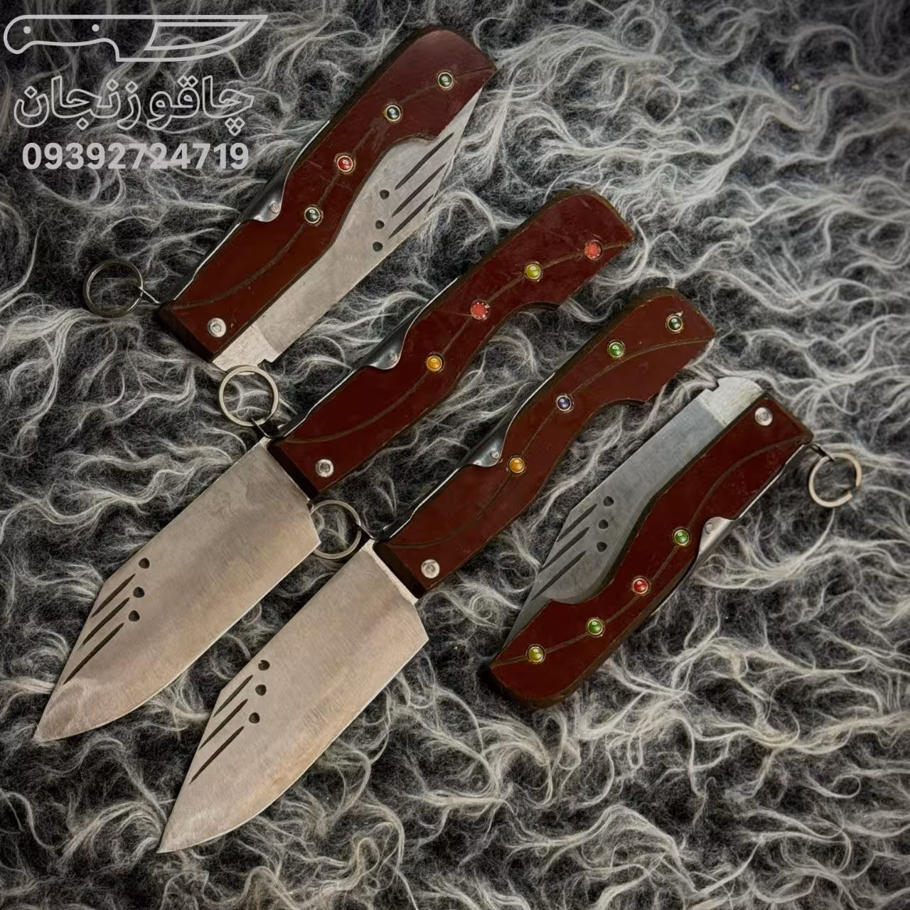 چاقوب بوکانی غول نگین دار باز شده 30سانت