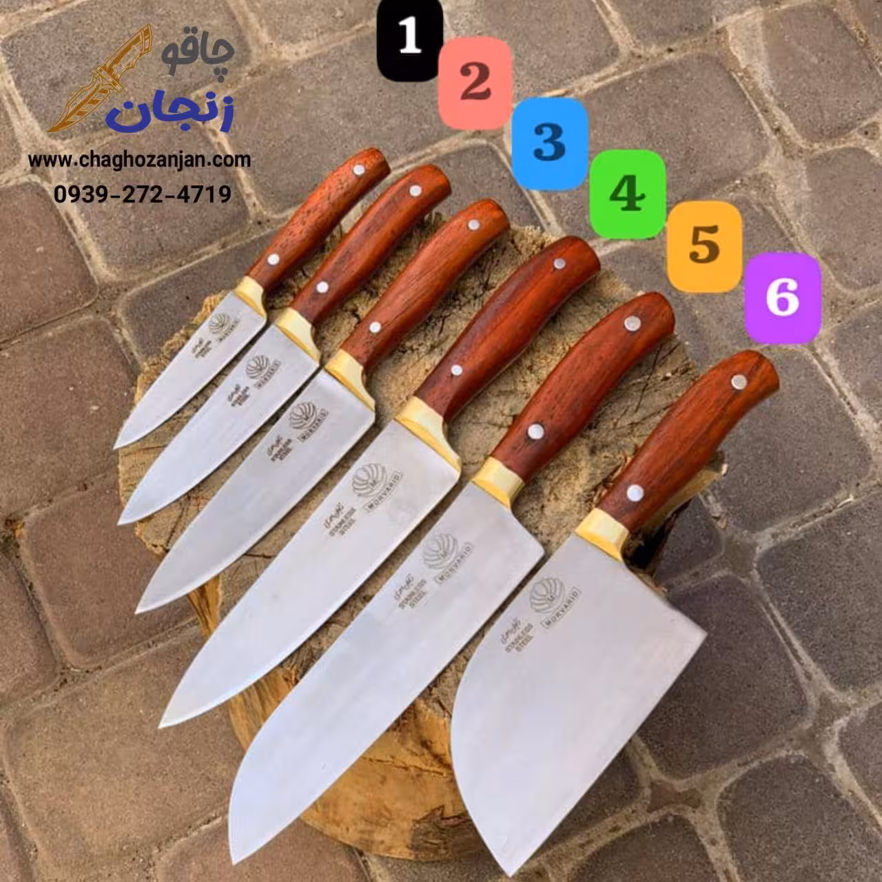 سرویس چاقو آشپزخانه پادوک مروارید | 6 پارچه استیل ضد زنگ