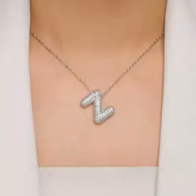 گردنبند حروف 2025 رادیوم نقره ای Z.