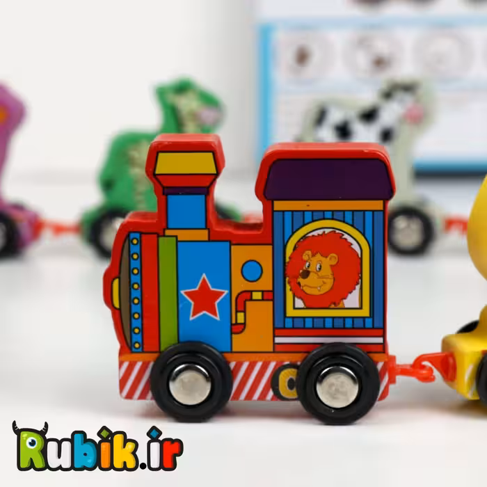 قطار چوبی حیوانات چرخدار