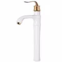 شیر روشویی پایه بلند مدل بامبو سفید طلایی