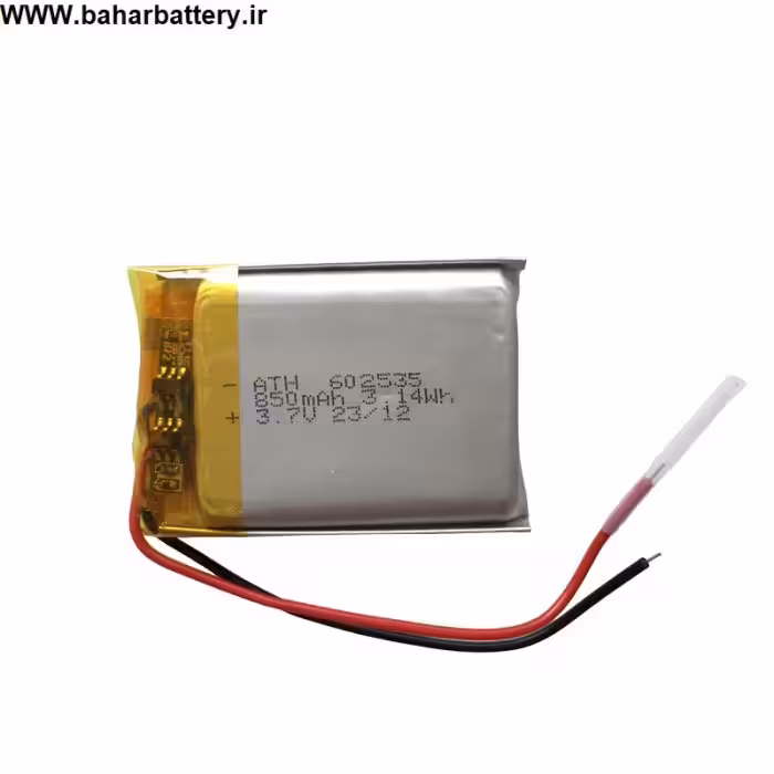 باتری آدامسی 602535 ظرفیت 850 میلی آمپر در ابعاد 35*25*60 میلیمتر