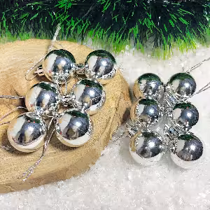 آویز گوی کریسمس نقره ای 3 سانت 12 عددی کد 308