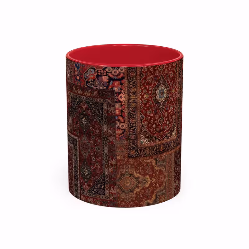 ماگ مدل دسته رنگی طرح فرش