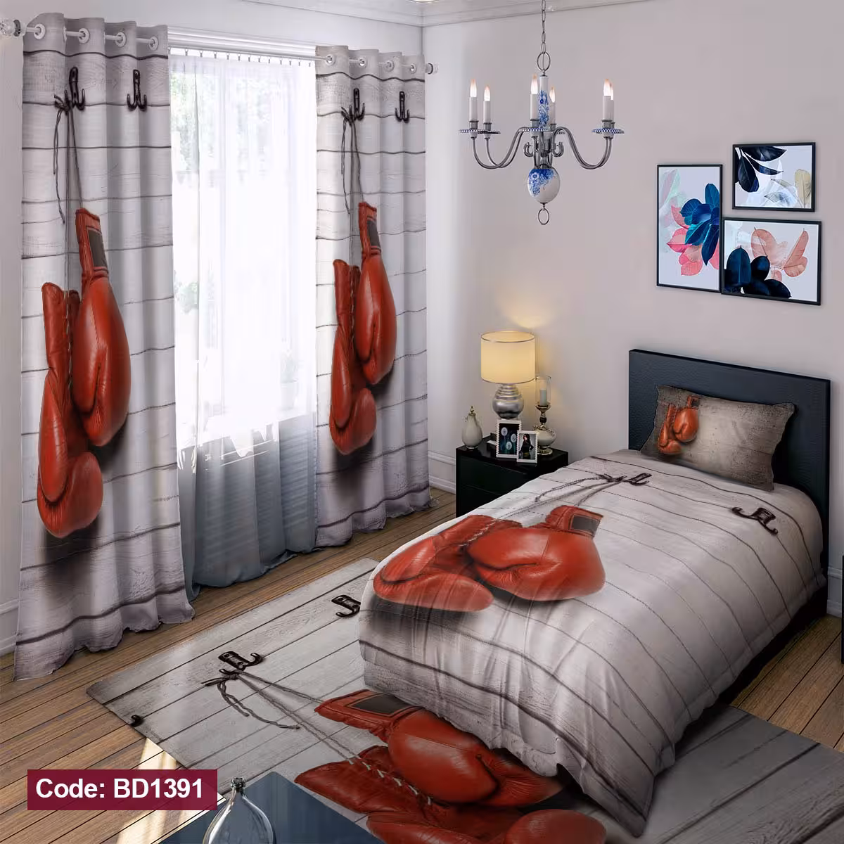 پرده پانچی مخمل چاپی دخترانه کد 1391